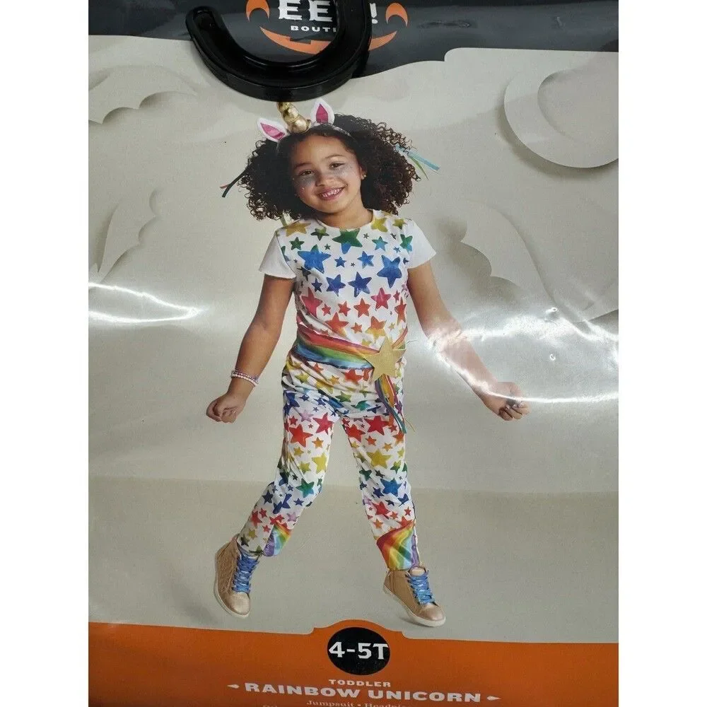 Toddler Rainbow Stars Unicorn Halloween Costume #01